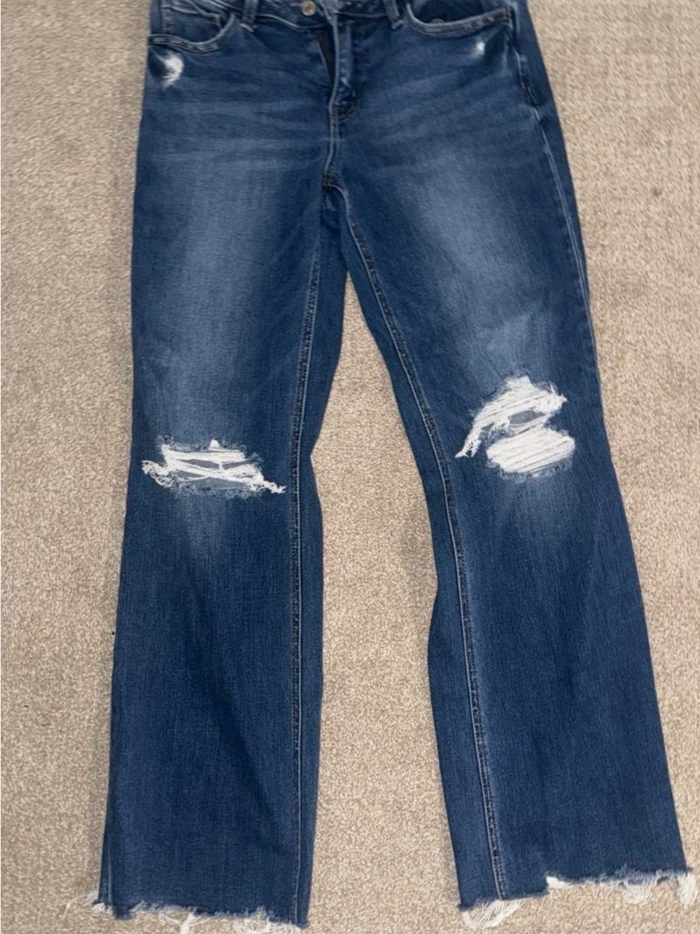 VERVET BY FLYING MONKEY Distressed Dark Blue Straight-Leg Jeans